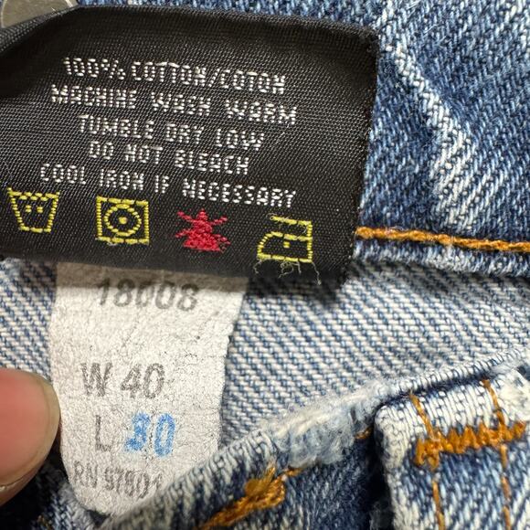 PRISON BLUES PRSN BLU Distressed Denim Jeans Mens 40x30 USA Suspender Buttons - Picture 9 of 15
